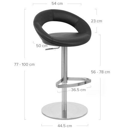 Real Leather Crescent Bar Stool Black Dimensions