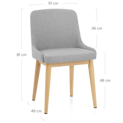 Jersey Dining Chair Oak & Light Grey Dimensions