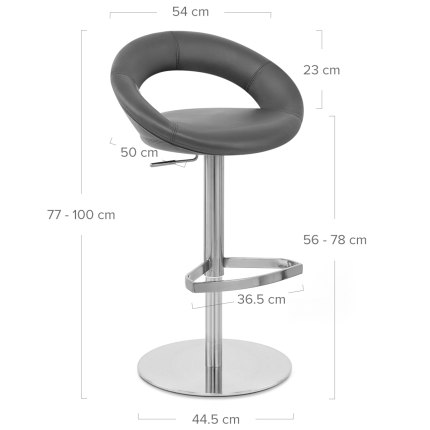 Real Leather Crescent Bar Stool Grey Dimensions