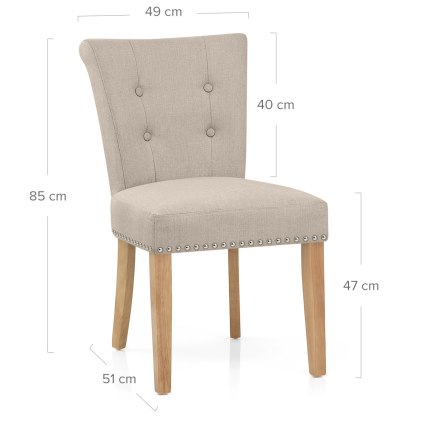 Buckingham Dining Chair Oak & Tweed Fabric Dimensions