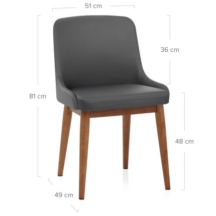 Jersey Chair Walnut & Grey Faux Leather Dimensions