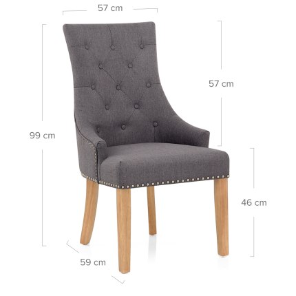 Ascot Oak Dining Chair Charcoal Fabric Dimensions