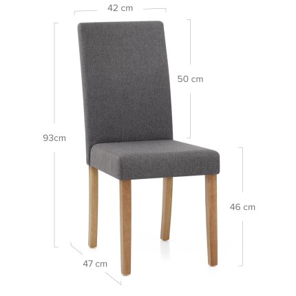 Columbus Oak Dining Chair Charcoal Dimensions