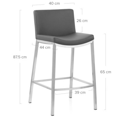 Capone Brushed Steel Stool Grey Dimensions
