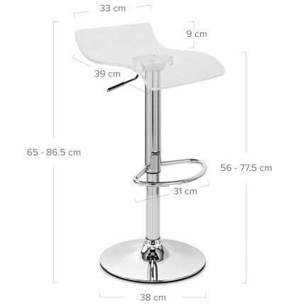 Shimmer Translucent Stool Clear Dimensions