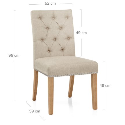 Barrington Oak Dining Chair Cream Fabric Dimensions