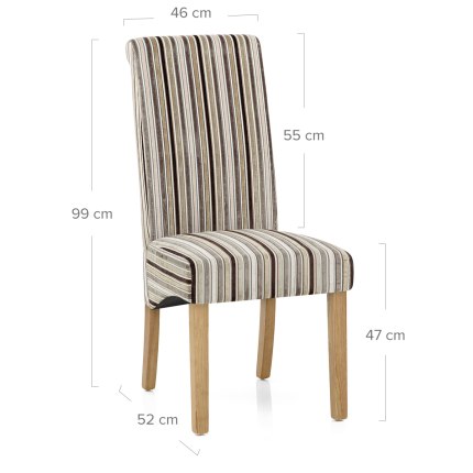 Roma Dining Chair Oak & Stripe Dimensions