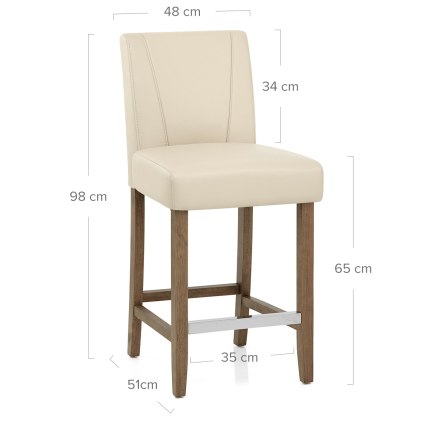 Chartwell Stool Cream Faux Leather Dimensions