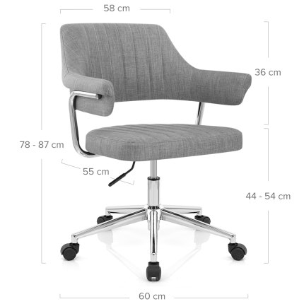 Skyline Office Chair Grey Fabric Dimensions