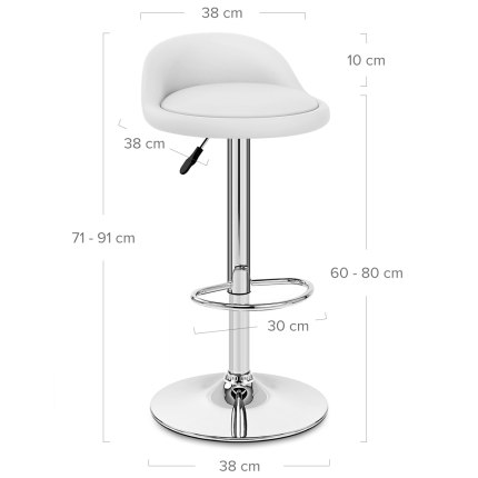 Lulu Real Leather Stool White Dimensions