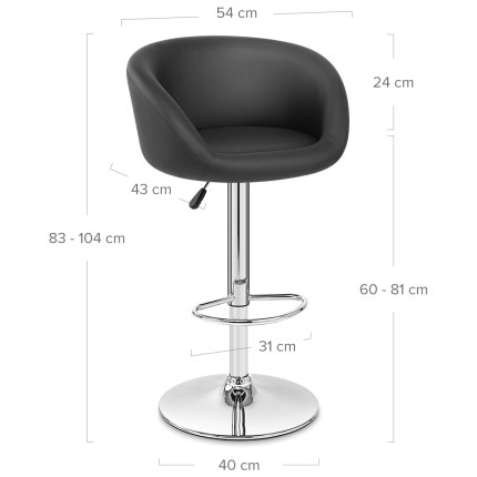Black Faux Leather Eclipse Bar Stool Dimensions