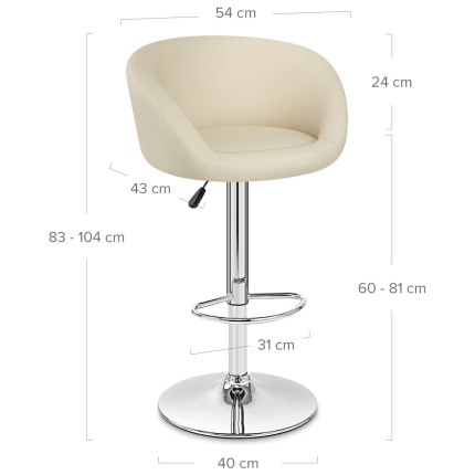 Cream Faux Leather Eclipse Bar Stool Dimensions