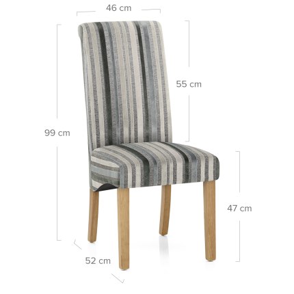 Roma Oak Dining Chair Cambridge Stripe Dimensions