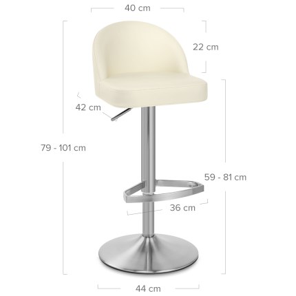Mimi Real Leather Bar Stool Cream Dimensions
