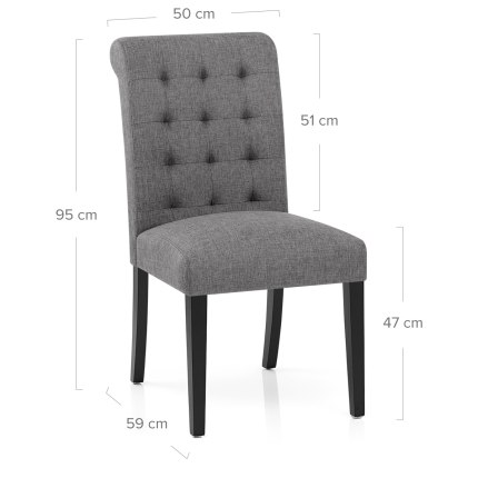 Thornton Dining Chair Charcoal Fabric Dimensions