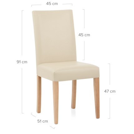 Chicago Oak Dining Chair in Cream Dimensions
