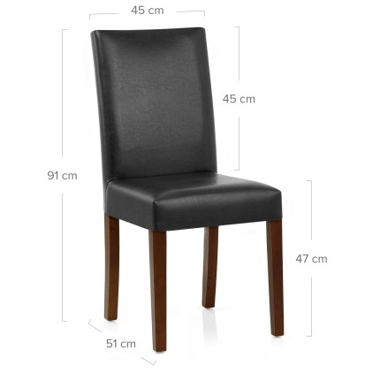 Chicago Walnut Dining Chair Black Dimensions