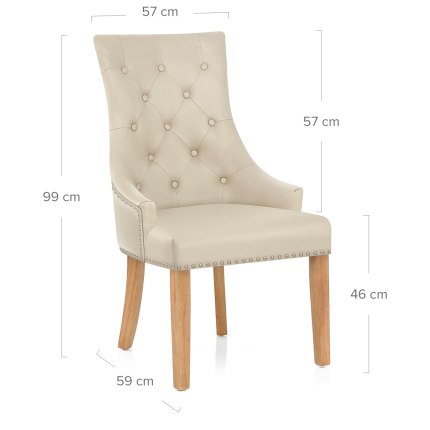 Ascot Oak Dining Chair Cream Leather Dimensions