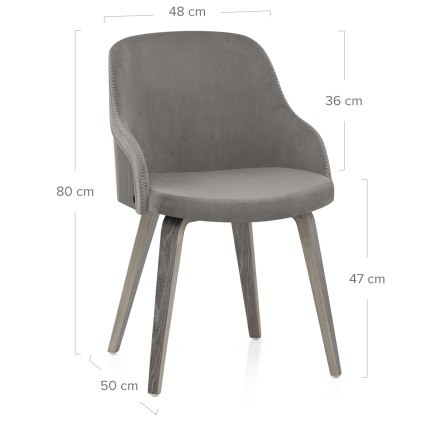Fusion Wooden Chair Grey Velvet Dimensions
