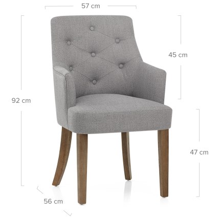 Broadway Oak Chair Grey Fabric Dimensions