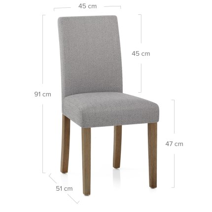 Chicago Oak Chair Grey Fabric Dimensions