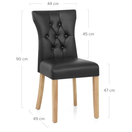 Bradbury Oak Dining Chair Black Dimensions