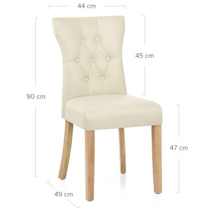 Bradbury Oak Dining Chair Cream Dimensions