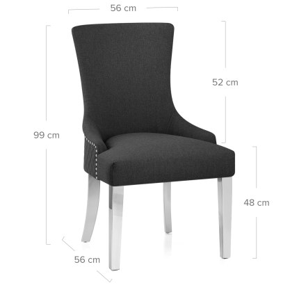 Fontaine Chair Charcoal Fabric Dimensions