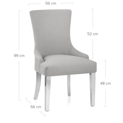 Fontaine Chair Light Grey Fabric Dimensions