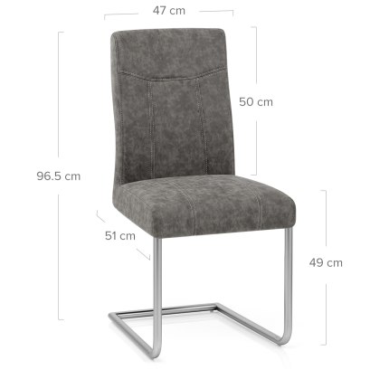 Lancaster Dining Chair Grey Leather Dimensions