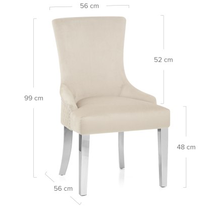 Fontaine Chair Mink Velvet Dimensions