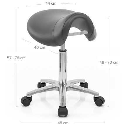 Deluxe Saddle Stool Grey Dimensions