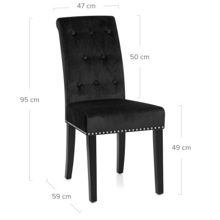Moreton Dining Chair Black Velvet Dimensions