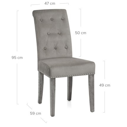 Moreton Dining Chair Grey Velvet Dimensions
