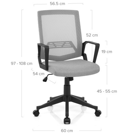 Tuscan Mesh Office Chair Grey Dimensions