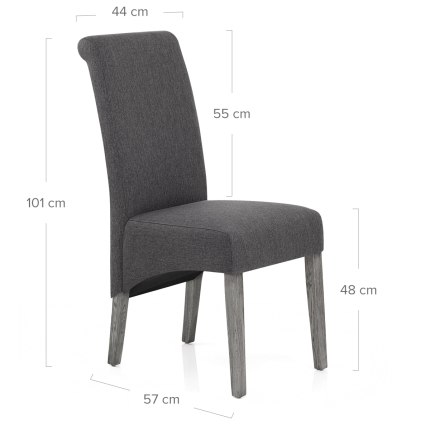 Carlo Grey Oak Chair Charcoal Fabric Dimensions