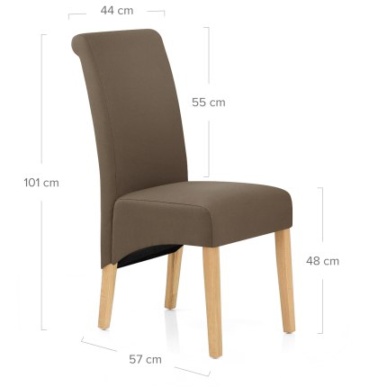 Carlo Oak Chair Brown Fabric Dimensions