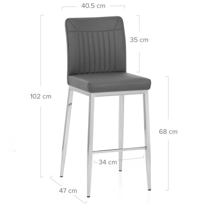 Jensen Stool Grey Real Leather Dimensions