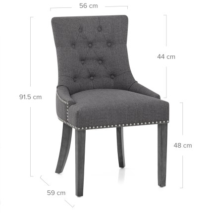 Etienne Dining Chair Charcoal Fabric Dimensions
