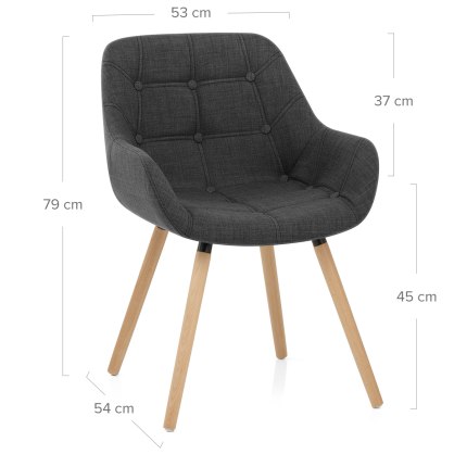 Harris Dining Chair Charcoal Fabric Dimensions
