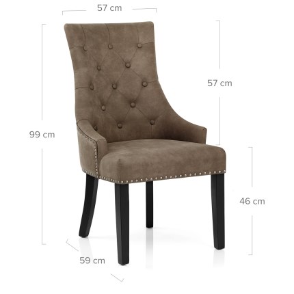 Ascot Dining Chair Antique Brown Dimensions