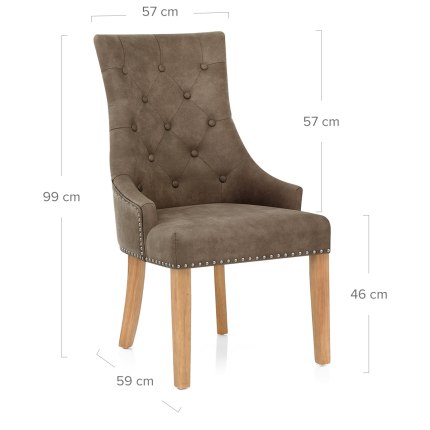Ascot Oak Dining Chair Antique Brown Dimensions