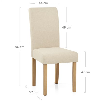 Jackson Dining Chair Cream Fabric Dimensions