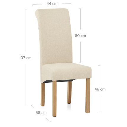 Carolina Dining Chair Cream Fabric Dimensions