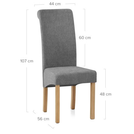 Carolina Dining Chair Grey Fabric Dimensions