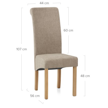 Carolina Dining Chair Mink Fabric Dimensions