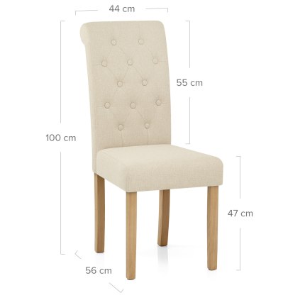 Portland Dining Chair Cream Fabric Dimensions
