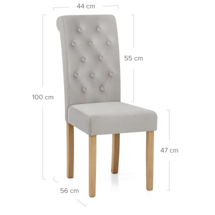 Portland Dining Chair Grey Velvet Dimensions