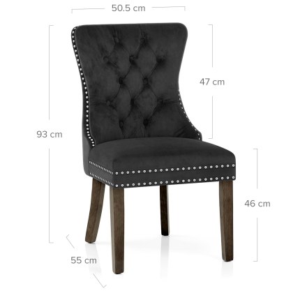 Kensington Dining Chair Black Velvet Dimensions