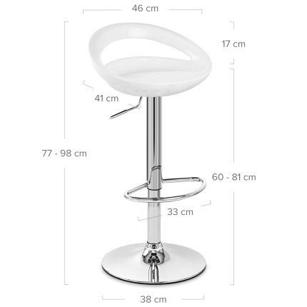 Crescent Bar Stool White Dimensions